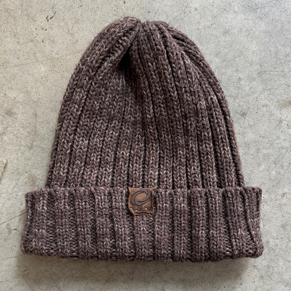 Chaos Dark Brown Ribbed Beanie toque winter hat